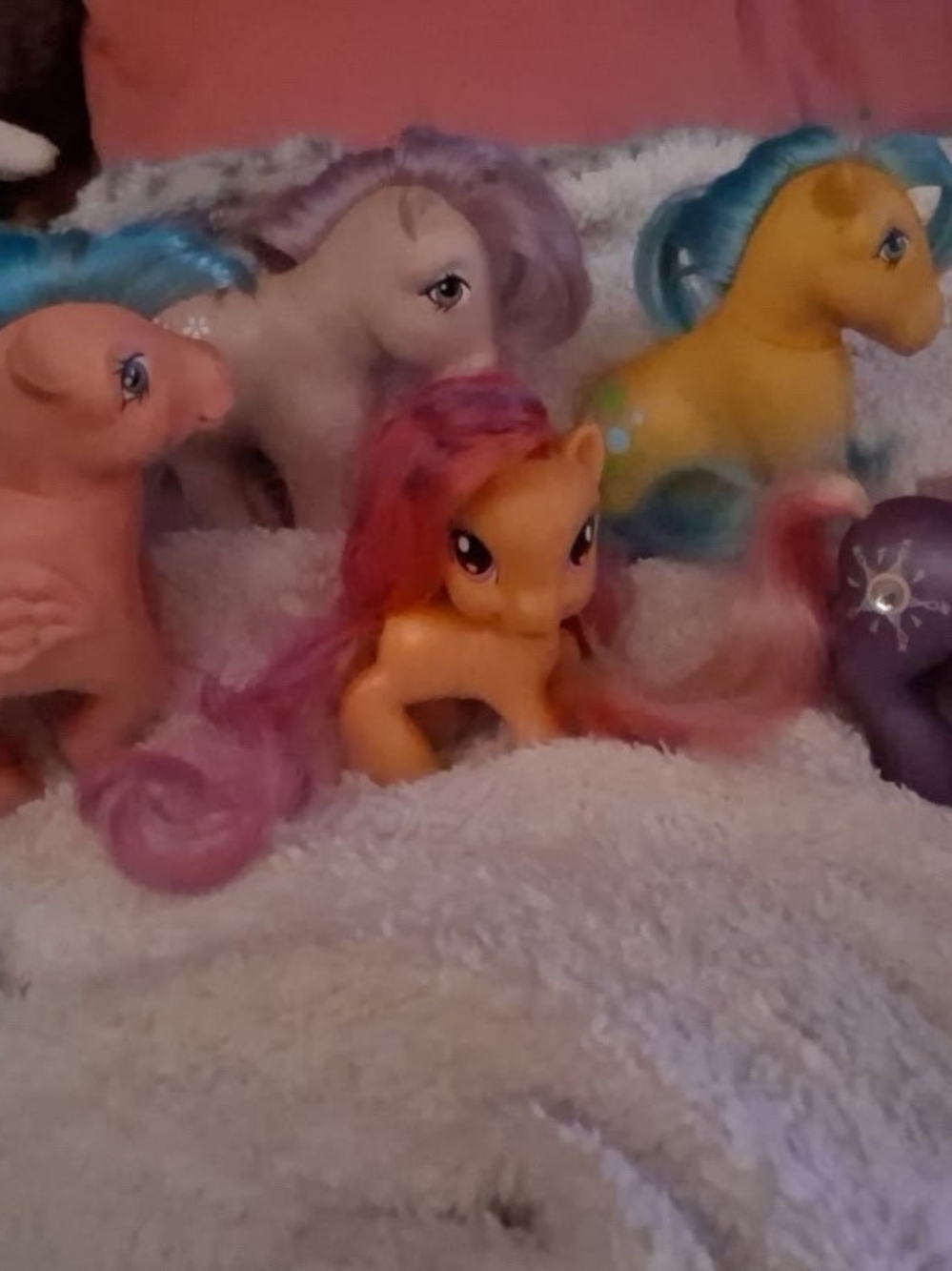 My Little Pony Inspired Orange Pony Figure with Pink Mane and Others Vintage 80'